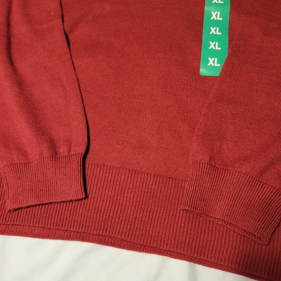 Lucky Brand Women's V-Neck Sweater, Long Sleeves, Side Slits, Cotton Blend, Red - Picture 6 of 9